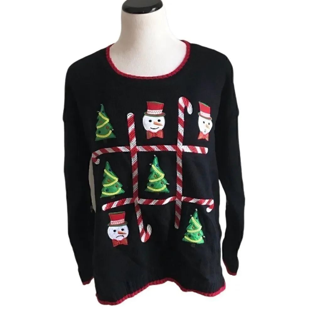 Ugly Christmas Sweater With Candy Canes Sz LP